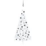 vidaXL Künstlicher Halber Weihnachtsbaum mit Beleuchtung Weiß 210 cm