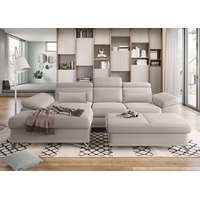 sit&more Ecksofa Cabrio L-Form, mit Sitztiefenverstellung, Arm- und Kopfteilverstellung, 2 Nierenkissen, Federkern, optional Bettfunktion und Stauraum grau