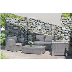 Garten Lounge Sitzgruppe Relax Sofa + Tisch + Sessel Terrasse Möbel Rattan Optik