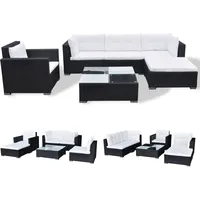 VidaXL 6-tlg. Garten-Lounge-Set mit Auflagen Poly Rattan Schwarz -