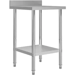 DELUKE® Edelstahl Arbeitstisch KUGO 60x60x93cm mit Aufkantung, Edelstahl Gastro-Arbeitstisch Arbeitsfläche Gastro-Küchentisch Küchen-Arbeitstisch