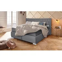 LEONIQUE Boxspringbett Rumba, Taschenfederkern-Matratze in Härtegrad 3, in 4 Breiten, incl. Topper grau 190 cm x 213 cm