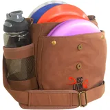 Disc Living Disc Golftasche, Frisbee Golftasche, leicht, für bis zu 10 Scheiben, Gurtband, verstellbare Schultergurt-Polsterung, doppelter Knopf auf der Vorderseite, strapazierfähiges Segeltuch, braun