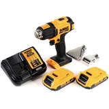 DeWalt Dce 530 D2 Akku Heißluftpistole 18v 530°c + 2x Akku 2,0ah + 1x Lader+ Flächen- Und Reflektordüse - Dewalt
