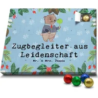 Mr. & Mrs. Panda Schoko Adventskalender Zugbegleiter Leidenschaft - Blau Pastell - Geschenk, Dankeschön, Beruf, Schokoladen Adventskalender, Ausbi... - Blau