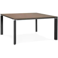 Kadima Design Büroschreibtisch quadratisch modern | 140x140 cm | Chrom-Elemente | Großer Besprechungstisch | Braun-Schwarz