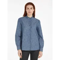 Tommy Hilfiger Shirtbluse »CHAMBRAY RUFFLE RELAXED SHIRT«, mit Rüsche, Cahmbray Qualität Gr. 40, Mid blue chambray) , 98349425-40