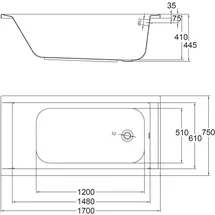 Ottofond Costa Rechteckbadewanne 75 x 170 cm (782040375)