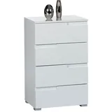 Stella Trading SPICE Kommode in Hochglanz Weiß - Modernes Sideboard mit viel Stauraum für Ihren Wohnbereich - 50 x 80 x 40 cm (B/H/T)