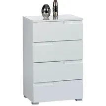 Stella Trading SPICE Kommode in Hochglanz Weiß - Modernes Sideboard mit viel Stauraum für Ihren Wohnbereich - 50 x 80 x 40 cm (B/H/T)