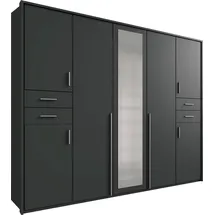 WIMEX Drehtürenschrank WIMEX "Vegas", grau (graphit, griffe alu), B:228cm H:210cm T:58cm, Spanplatte, Schränke, Drehtürenschrank, inklusive Passepartout-Rahmen, mit Spiegeltüren und Schubladen
