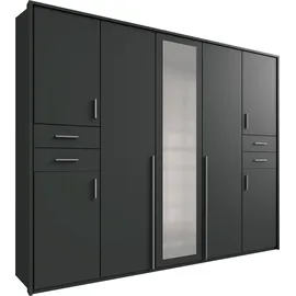 WIMEX Drehtürenschrank WIMEX "Vegas", grau (graphit, griffe alu), B:228cm H:210cm T:58cm, Spanplatte, Schränke, Drehtürenschrank, inklusive Passepartout-Rahmen, mit Spiegeltüren und Schubladen