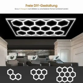 Barberpub Hexagon LED Garage Light, 68970LM 6500K Hexagon LED Beleuchtung für Werkstatt, Friseursalon, 14 Grid LP003/nicht dimmbar,