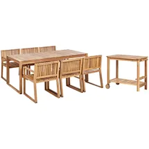 Beliani Gartenmöbel-Set, Hellbraun, Holz, Gartenmöbel, Gartenmöbel-Sets