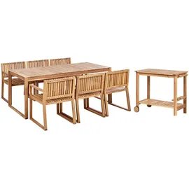 Beliani Gartenmöbel-Set, Hellbraun, Holz, Gartenmöbel, Gartenmöbel-Sets