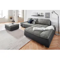 Ecksofa SIT & MORE "Bergamo L-Form" Sofas Gr. B/H/T: 282cm x 85cm x 177cm, Kunstleder SOFTLUX-Struktur, Recamiere beidseitig montierbar, keine Funktion, schwarz (schwarz/grau) wahlweise mit Bettfunktion, Bettkasten und Armteilfunktion