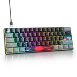 SOLIDEE mechanische Gaming Tastatur 60 Prozent,61 Tasten kompakte mechanische Tastatur RGB Hintergrundbeleuchtung,60% Prozent Tastatur mechanisch QWERTY,Roter Schalter für Win/Mac PC Laptop(61 Dark)