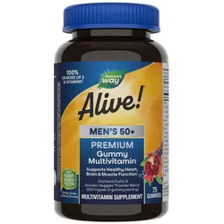 Nature's Way Alive!(R) Premium Men's 50+ Gummy Multivitamin (75 Gummibonbons, Kirsche, Orange & Traube)