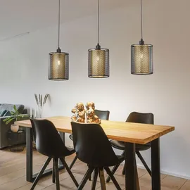 WOFI Hängeleuchte 3-flg. E14 15 cm schwarz goldfarben