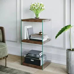 Dmora Bücherregal Dpersic, Büroregal, Mobiler Buchhalter, Bücherbrett, 40x35h80 cm, Nussbaum