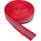 GORGECRAFT 20M Fluoreszierendes Reflektierendes Band Zum Aufnähen Hohe Sichtbarkeit Nylon Silberfarben Reflektierende Bänder Sicherheitsstoff Gurtband Zierstreifen Rot Für Jogger Radfahrer