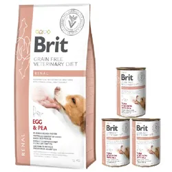 Brit gf Tiernahrung Hund Nieren 12kg + BRIT GF veterinary diets dog Renal 3x400g
