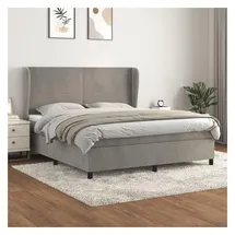 vidaXL Boxspringbett mit Matratze Hellgrau 180x200 cm Samt