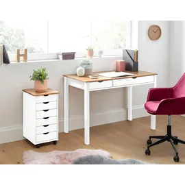 Home Affaire Schreibtisch HOME AFFAIRE "Gava", beige (natur, weiß, weiß, natur), B:120cm H:80cm T:60cm, Tische, Schreibtisch, massives Kiefernholz, für das home office, Breite 100/120/140 cm