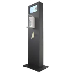 eizenhöfer Info- und Desinfektionssäule, mit Monitor, Mobiler Desinfektionsmittelspender für die ideale Hygiene, Inkl. 1 Liter - Euroflasche, mit langem Hebel