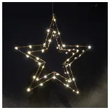Gartenpirat Stern 30 x 28 cm aus Kupferdraht Lichterkette 25 LED warmweiß mit Timer Fensterstern Weihnachtsbeleuchtung zum Aufhängen Weihnachtsdeko Wandstern für innen