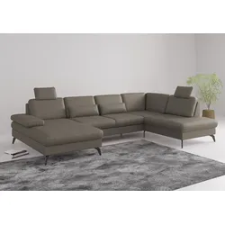 Wohnlandschaft SIT & MORE "Morris U-Form, inkl. Sitztiefenverstellung", grau (delphine), B:335cm H:82cm T:212cm, Sofas, wahlweise mit Armteilverstellung, Bettfunktion & Bettkasten