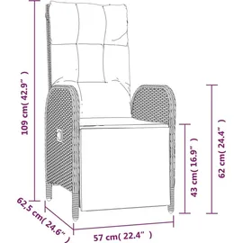vidaXL Polyrattan Garten-Essgruppe 5-tlg. schwarz inkl. Kissen 3185075