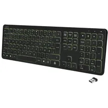 Logilink ID0209 - Funk-Tastatur mit Regenbogenfarben-Hintergrundbeleuchtung & mit 111 Tasten, 17 Hotkeys, Automatischer Stromsparmodus, Schwarz