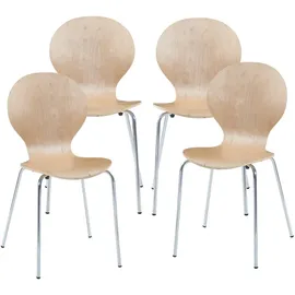 [en.casa] Stühle, Etne 4er Set Natur/Chromfarben