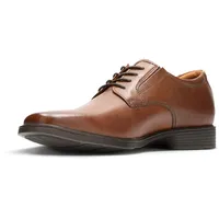 CLARKS Tilden Plain Derbys, Dark Tan Leather, 42.5 EU