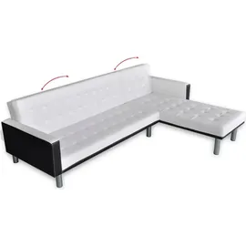 vidaXL Eckcouch Kunstleder Schlaffunktion Weiß