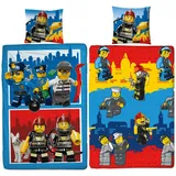 Lego City Kinder-Bettwäsche Classic Crew 135 x 200 cm + 80 x 80 cm 100% Baumwolle Renforcé-Linon-Qualität Polizei Feuerwehr Undercover mit Reißverschluss deutsche Größe