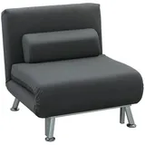 Klappsessel mit Bettfunktion, Schlafsessel klappbar, Samtimitat Polyester, Dunkelgrau | 75x70x75 cm | Schaumstoffpolsterung - Dunkelgrau