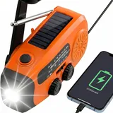 Solar Kurbelradio mit 2000mAh Powerbank & USB Ladefunktion, Notfall Radio mit Leselicht und SOS, Robust für Haushalt, Wohnmobil, Garten und Outdoor