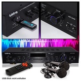 ETC Shop 240 W Verstärker Party USB Receiver AUX Musik Anlage Bluetooth MP3 im Set mit zwei Mikrofonen
