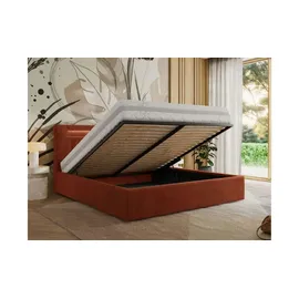 mks möbel Polsterbett mit Bettkasten - orange - Maße (cm): B: 148 H: 103