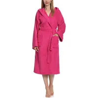 Ladeheid Bademantel Damen Frottee Bademantel aus 100% Baumwolle LA40-193, Langform, Baumwolle, Kapuze rosa XL
