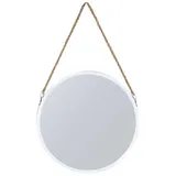 levandeo Spiegel 40cm Rund Weiß Metall Jute Wandspiegel Flurspiegel Juteband Wanddeko Deko Badspiegel