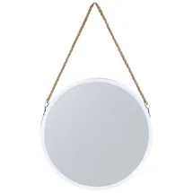 levandeo Spiegel 40cm Rund Weiß Metall Jute Wandspiegel Flurspiegel Juteband Wanddeko Deko Badspiegel