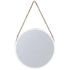 levandeo Spiegel 40cm Rund Weiß Metall Jute Wandspiegel Flurspiegel Juteband Wanddeko Deko Badspiegel