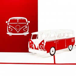 Colognecards Pop-Up Karte Minibus rot