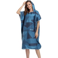 FLYILY Microfaser Surf Poncho Handtuch mit Kapuze Bademantel zum Schwimmen und Strand wechseln Einheitsgröße Alle Erwachsenen(NavyGeometry,L)