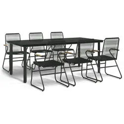 vidaXL 7-tlg. Garten-Essgruppe Schwarz PVC-Rattan