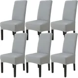 6er-Set Stuhlhussen für Esszimmerstühle (Hellgrau), Stretch-Stuhlhussen, universelle große Stuhlhussen, waschbar, pflegeleicht, für Esszimmer,
