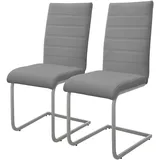 ML-Design Esszimmerstuhl Freischwinger 2er Set Grau, Kunsterlederbezug